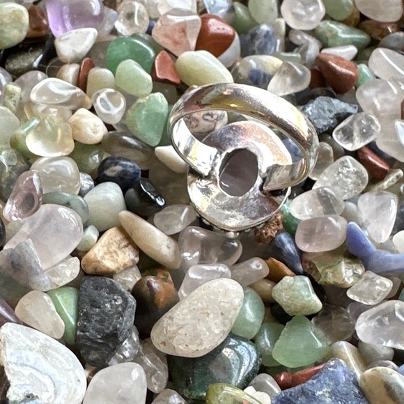 Victorian Pink Quartz sterling silver drop gem ring/Vintage jewelry - Picture 2 of 6